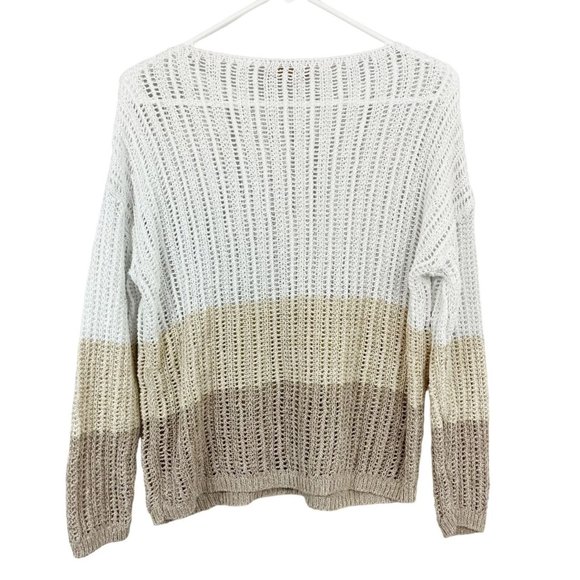 Dismero Made in Italy Open Knit Pullover Sweater Metallic Color Block Size Small - Picture 2 of 8